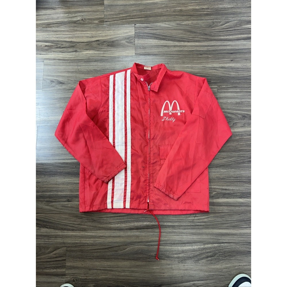 McDonald's Restaurant Red Nylon Jacket Windbreaker Medium 70's 80's